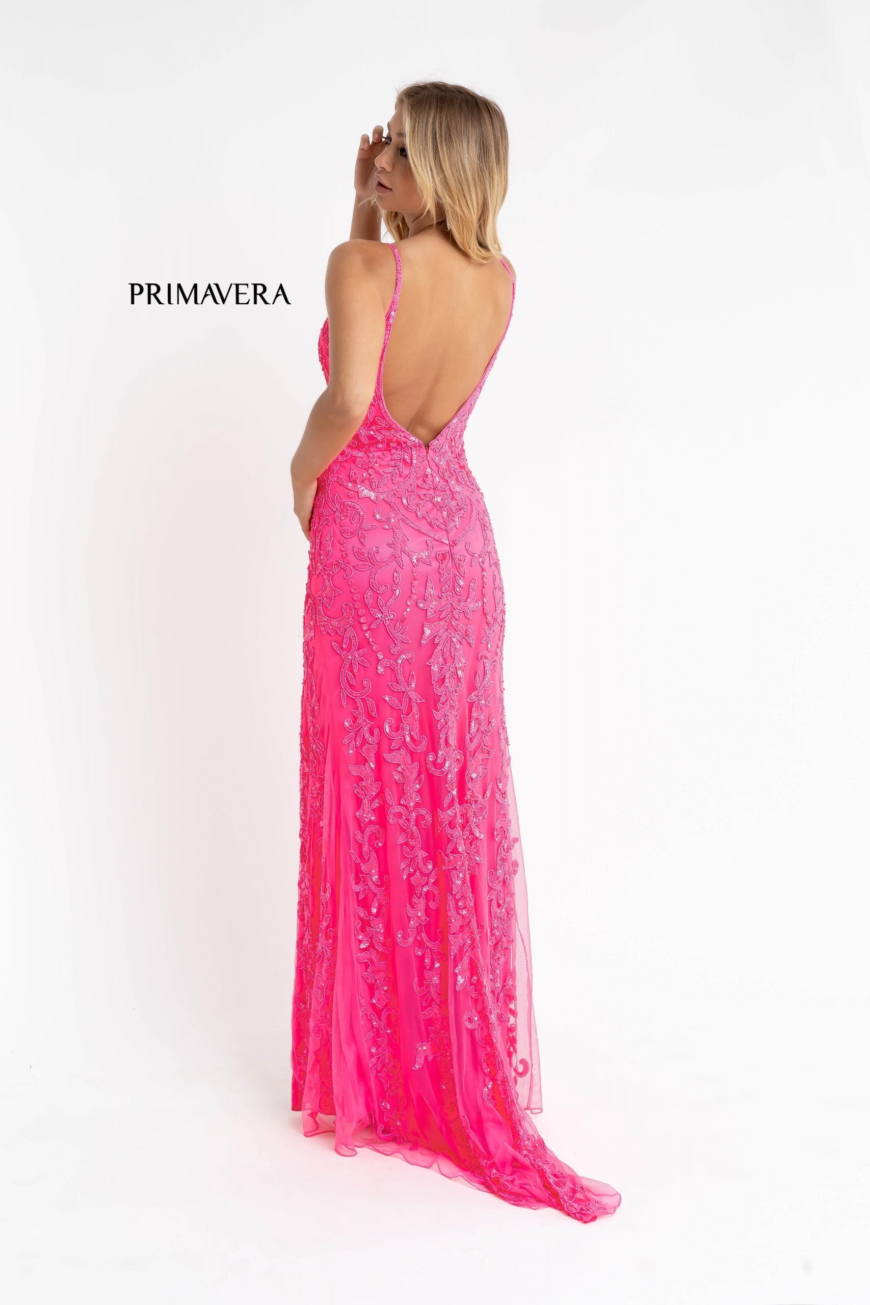 Amen sequin-embellished V-neck gown - Pink