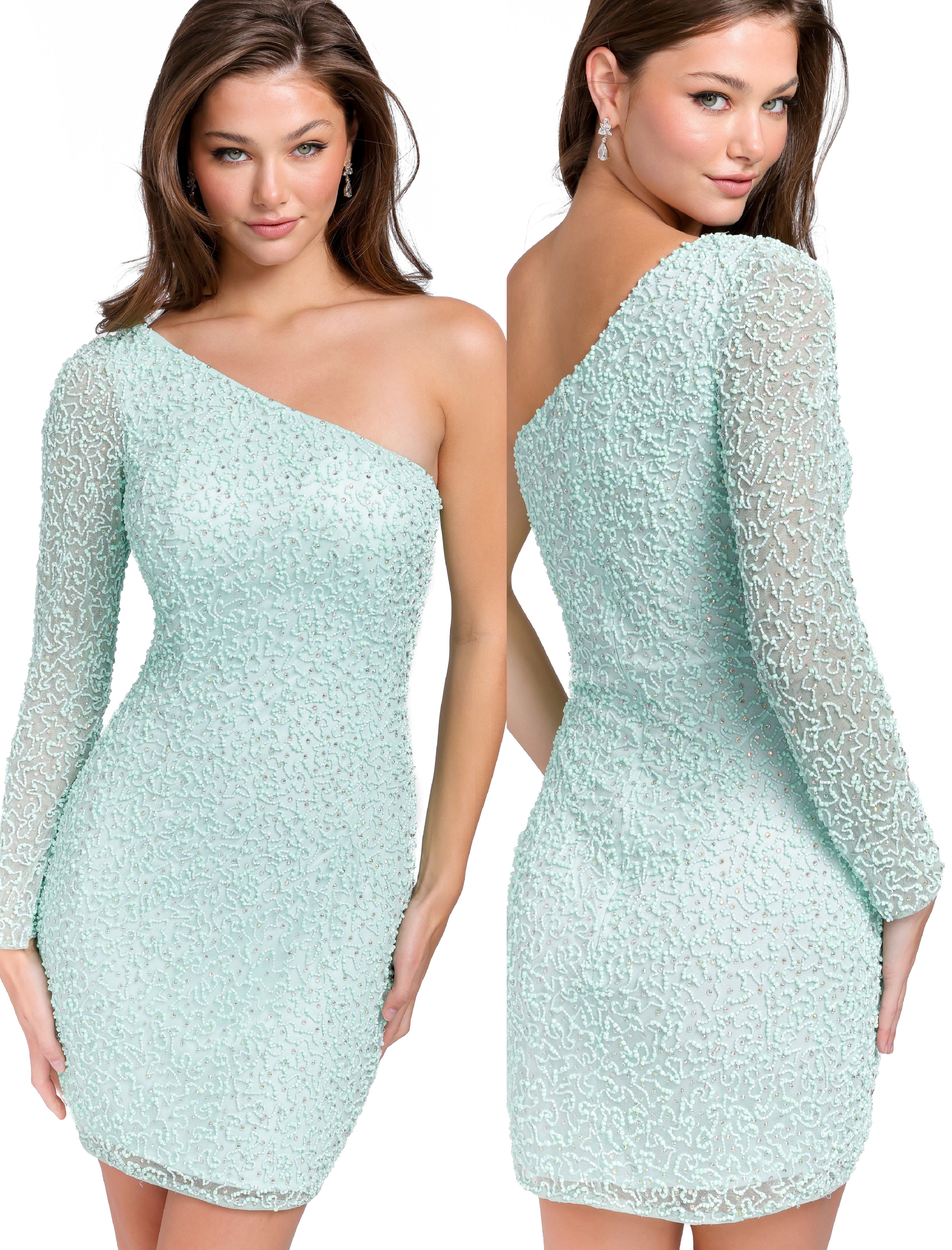 Primavera Couture 3849 size 0 Mint Homecoming dress Fitted sequin beaded  short cocktail dress