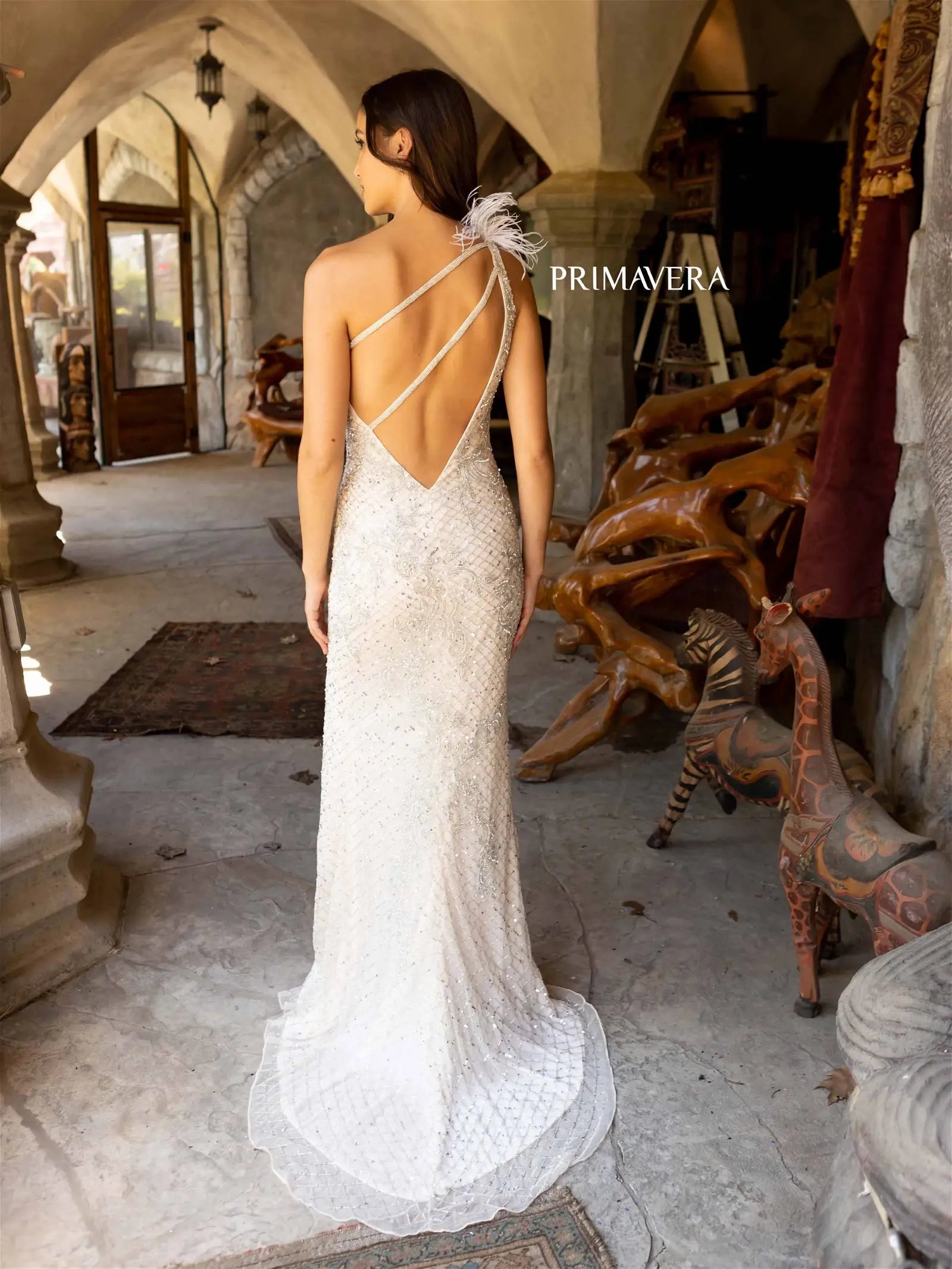 One Shoulder Backless Wedding Dress