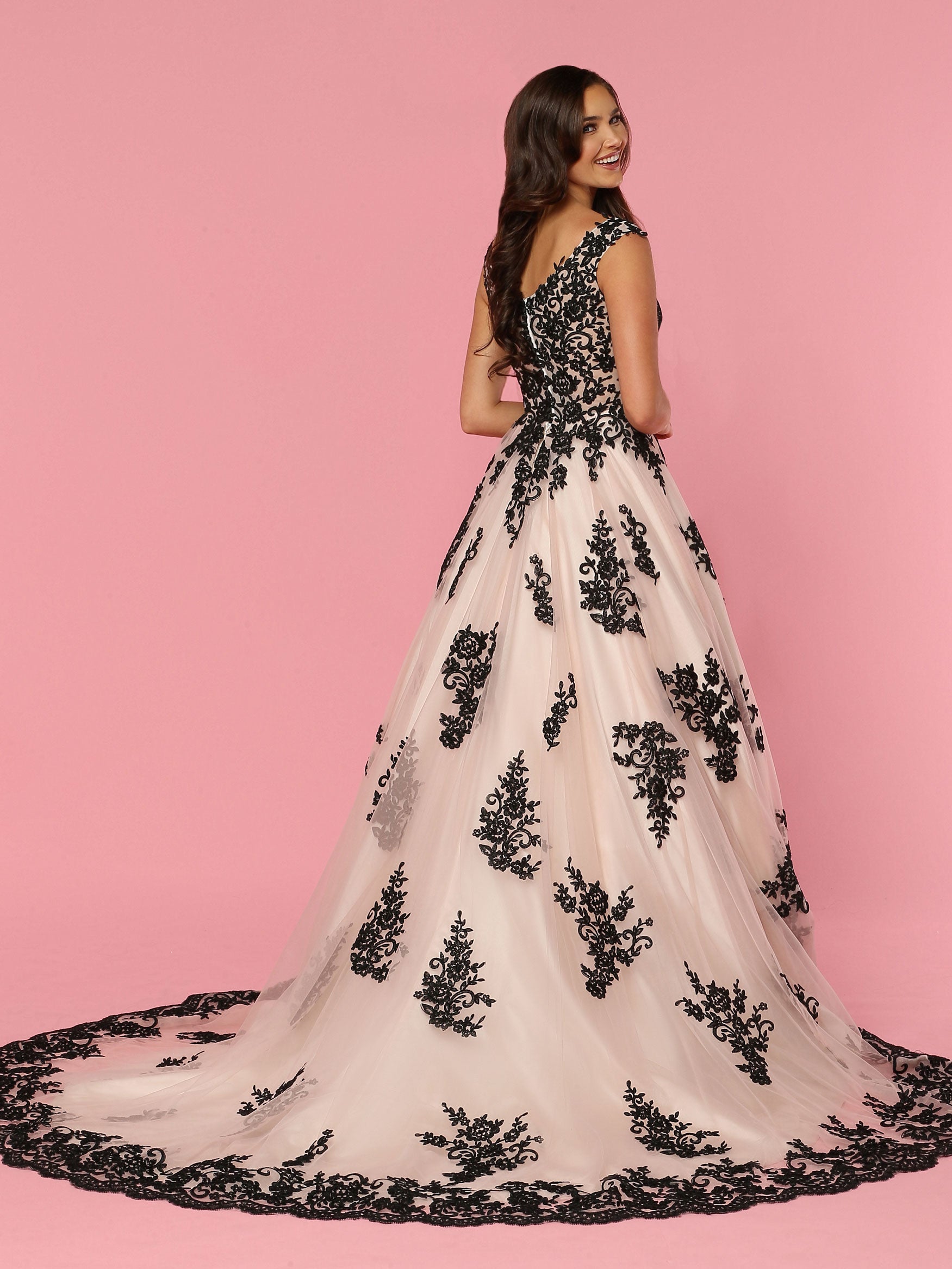 Pink Black Wedding Dress