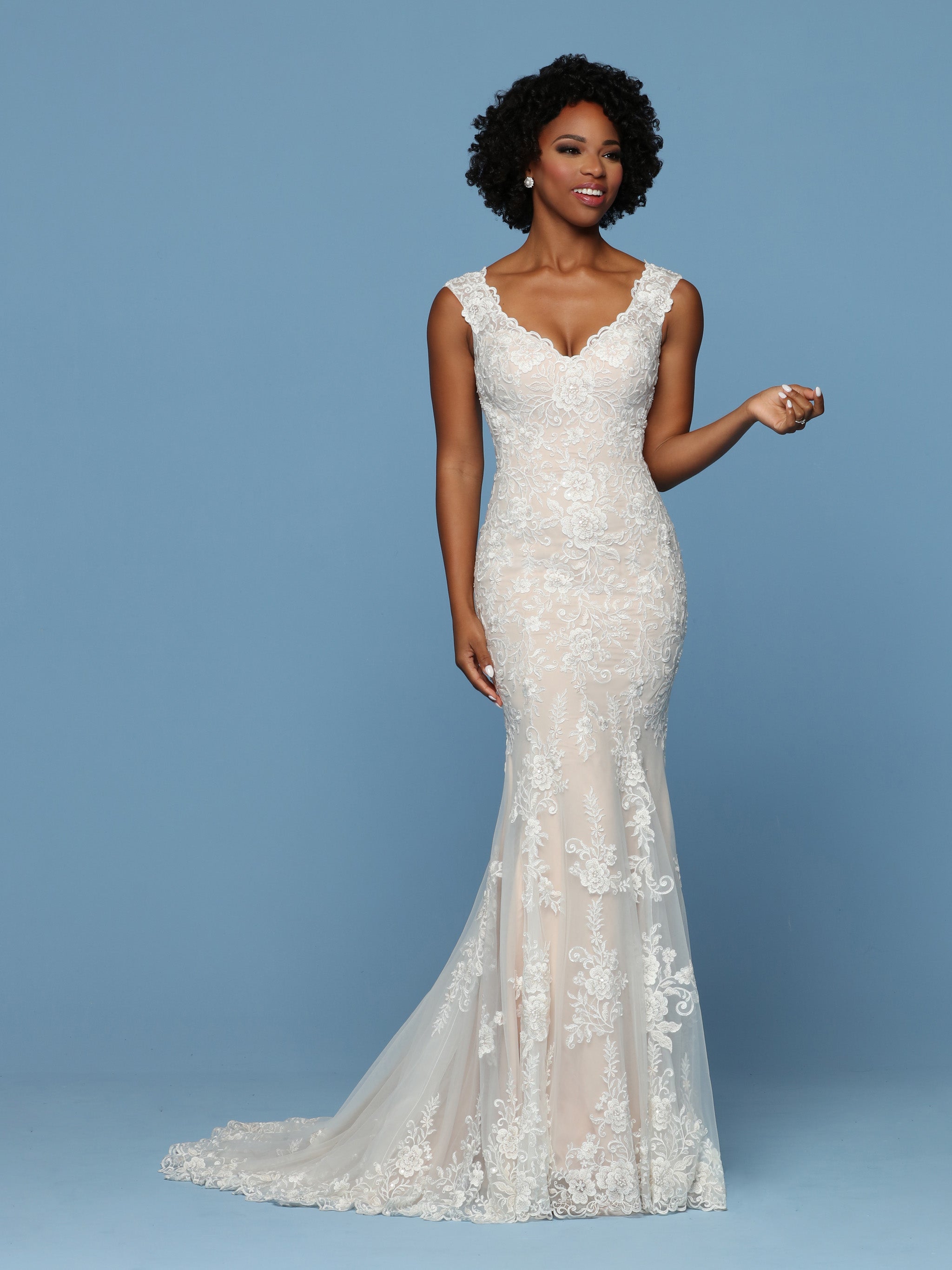 Allure Bridal Lace Wedding Dress with Crystal