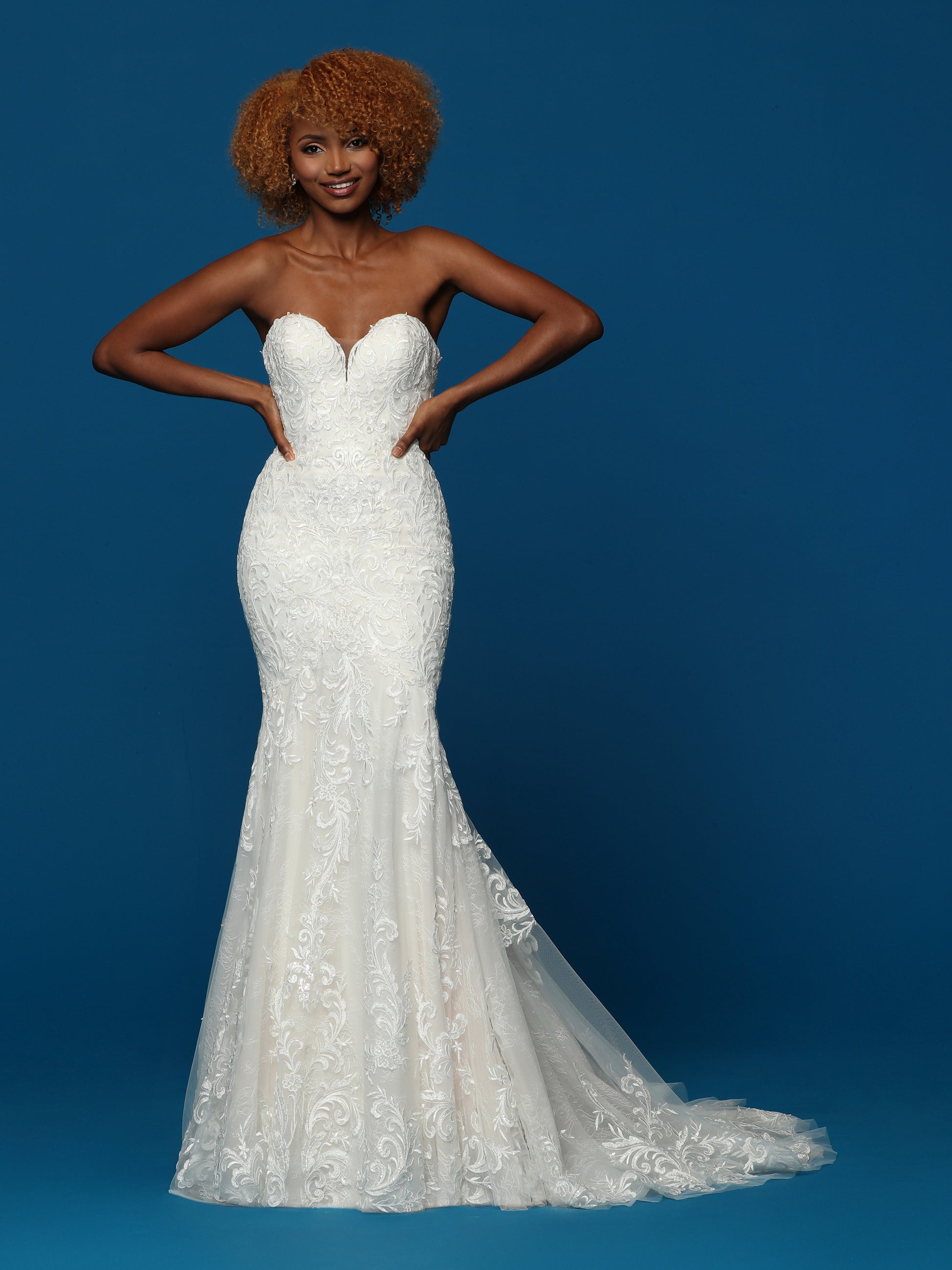davinci Bridal 50642 Long Lace Fitted Mermaid Wedding Dress Strapless –  Glass Slipper Formals