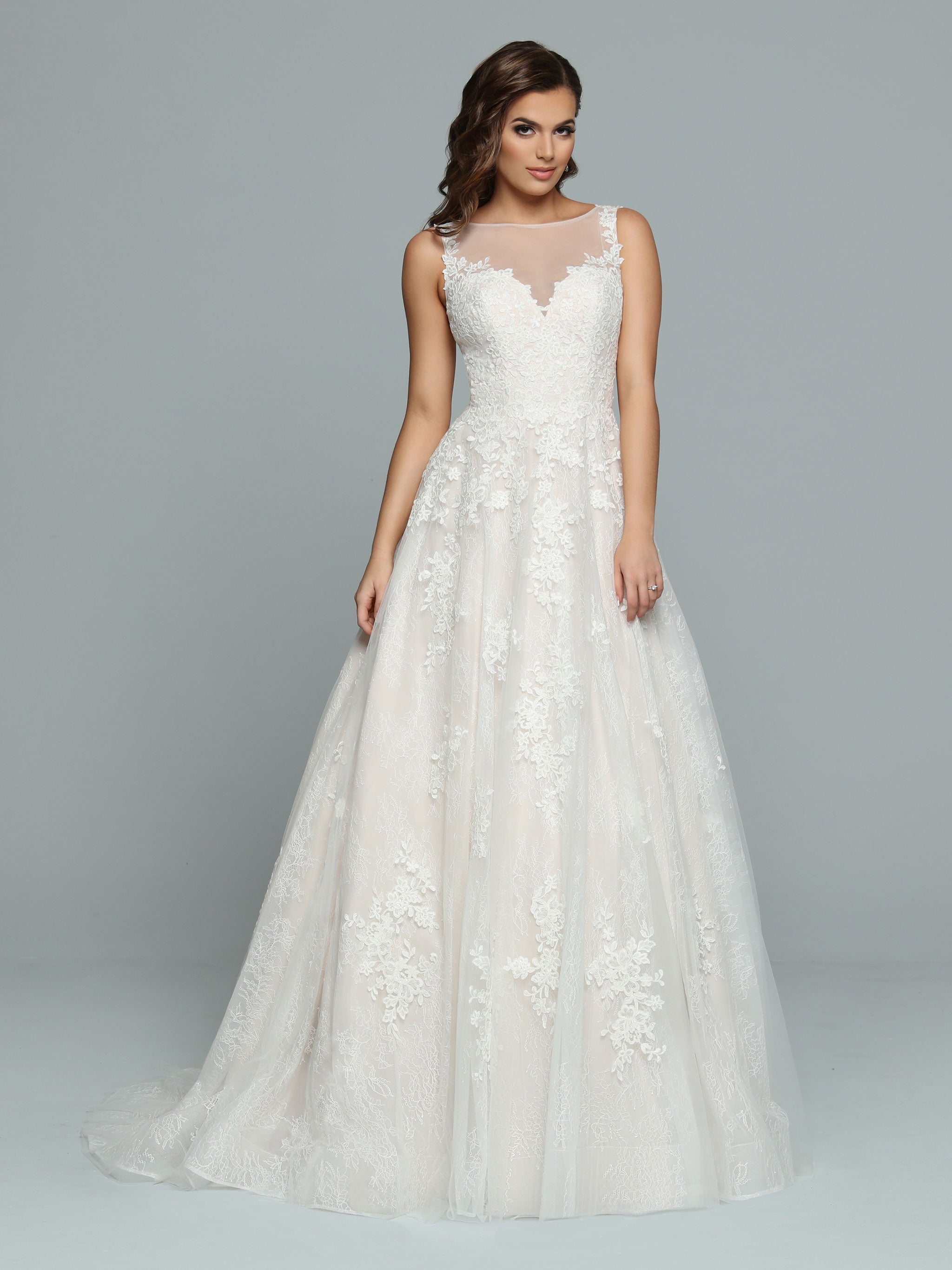 Illusion Bateau Neckline Wedding Dress