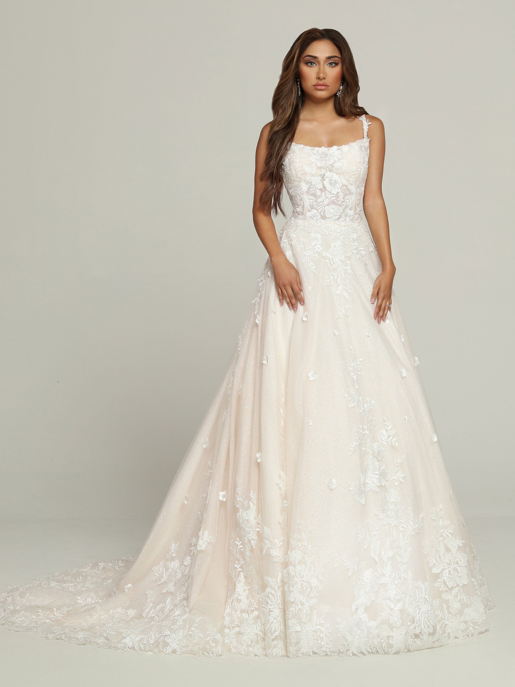 Davinci Bridal 50699 A Line Ballgown 3D Lace Wedding Dress Shimmer Tul –  Glass Slipper Formals