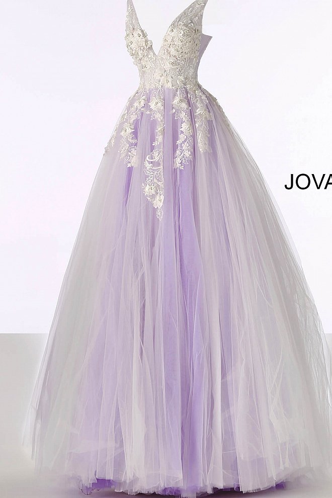 Jovani 55634 floral appliques v neckline prom dress ballgown Tulle ballgown, floor length, floral appliques, sheer sleeveless bodice, bra cups, v neckline and back.  Available Colors: black, champagne, navy/black, off white/blush, off white/light blue, off white/off white, off white/yellow, off white/ lilac, red, teal  Available Sizes: 00 - 24