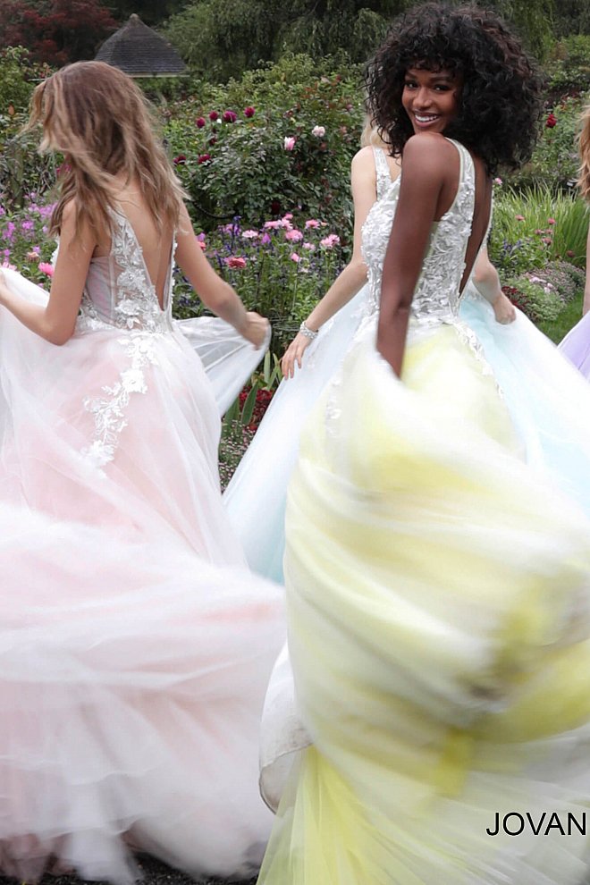 Floral tulle outlet prom dress