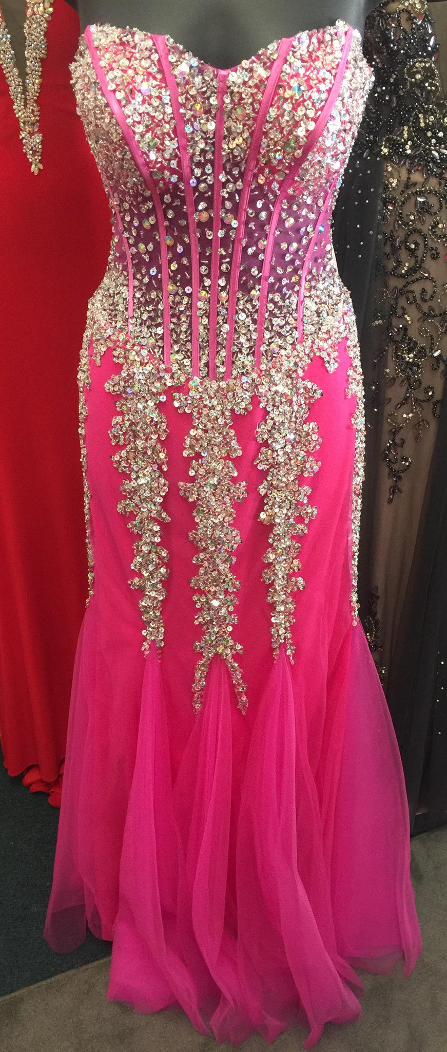 Pink and silver formal hot sale dresses