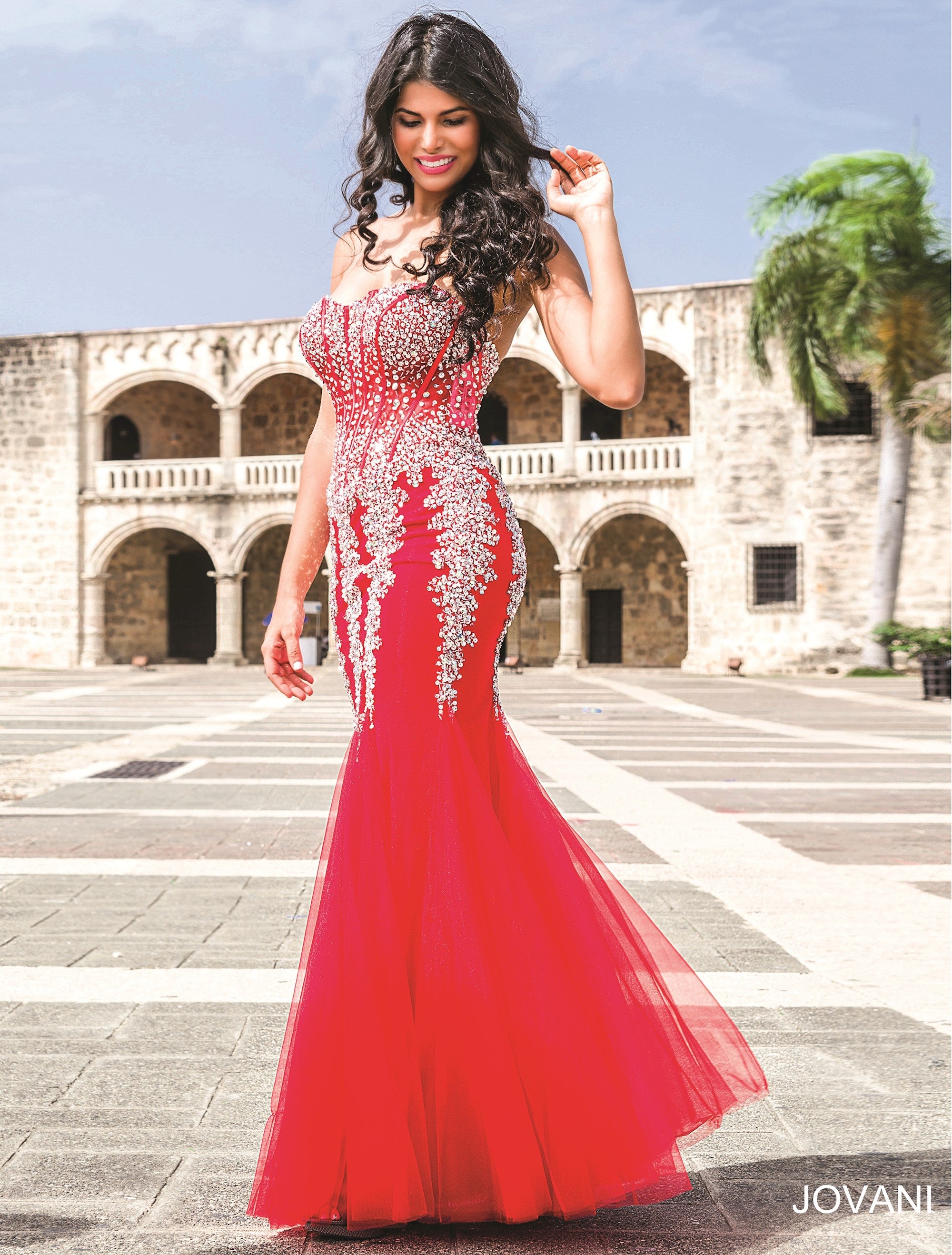 Red mermaid trumpet on sale dress