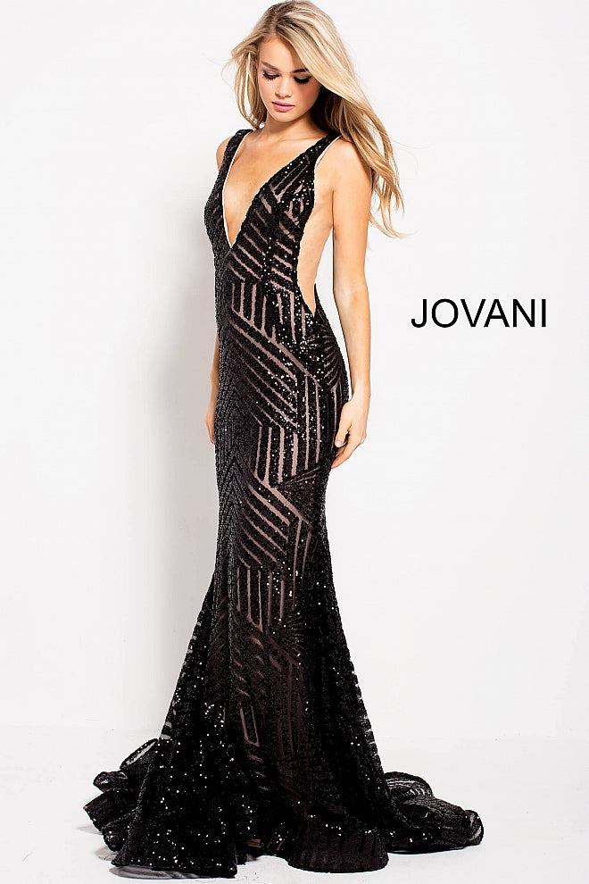 Jovani 59762 Sequin Embellished Mermaid Prom Dress Pageant Gown plungi ...