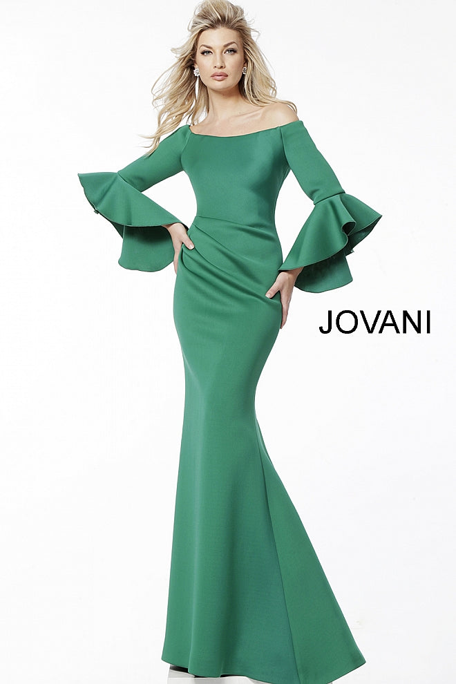 Jovani 59993 Off the Shoulder Bell Sleeves Evening Dress Formal Evenin Glass Slipper Formals