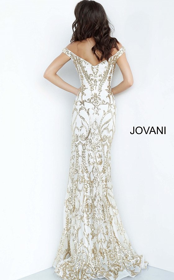 White and hotsell gold formal dresses