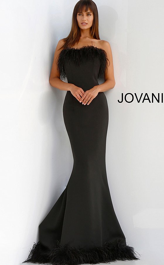 Black Feather Prom Dress