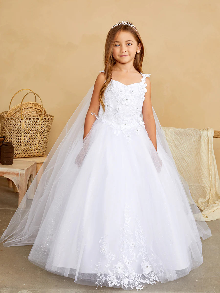 3D Flowers & Peach Pink Tulle Flower Girl Dress - Xdressy