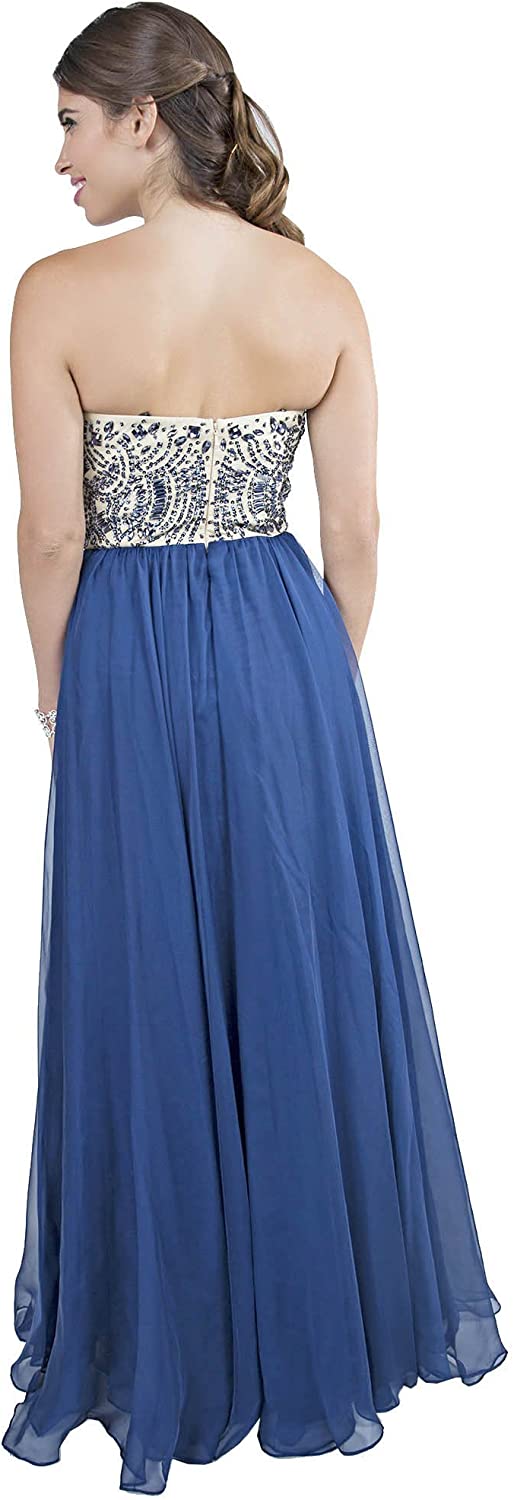 Milano Formals 1870 Size 4 Long Navy Chiffon Prom Dress Formal Gown