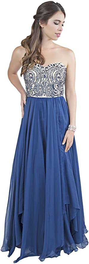 Milano Formals 1870 Size 4 Long Navy Chiffon Prom Dress Formal Gown