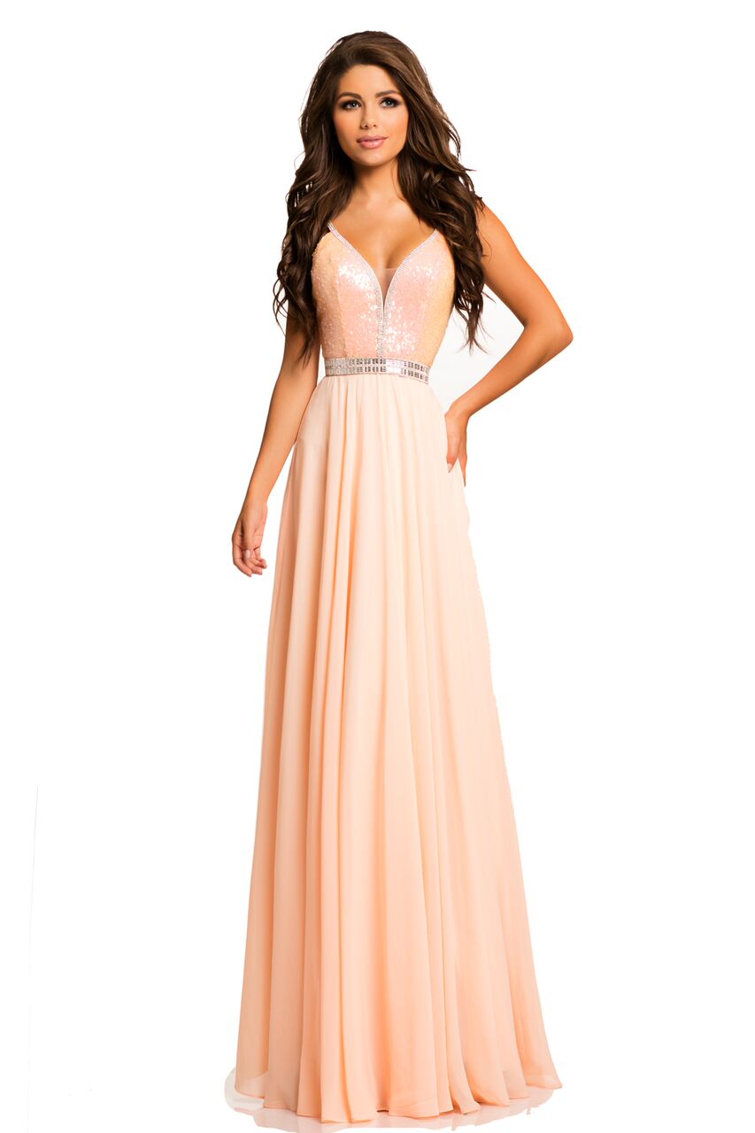 Peach and White Prom Dress