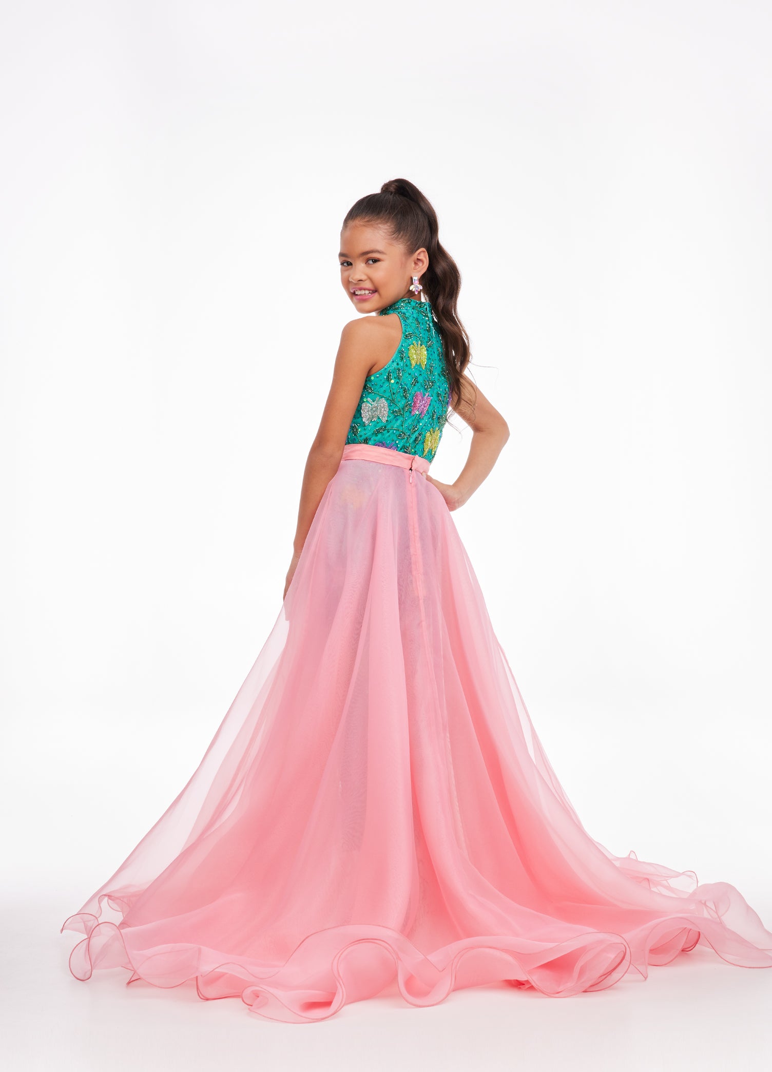 Ashley Lauren Kids 8067 Girls Organza Overskirt with Wire Hem Fun Fashion  Pageant