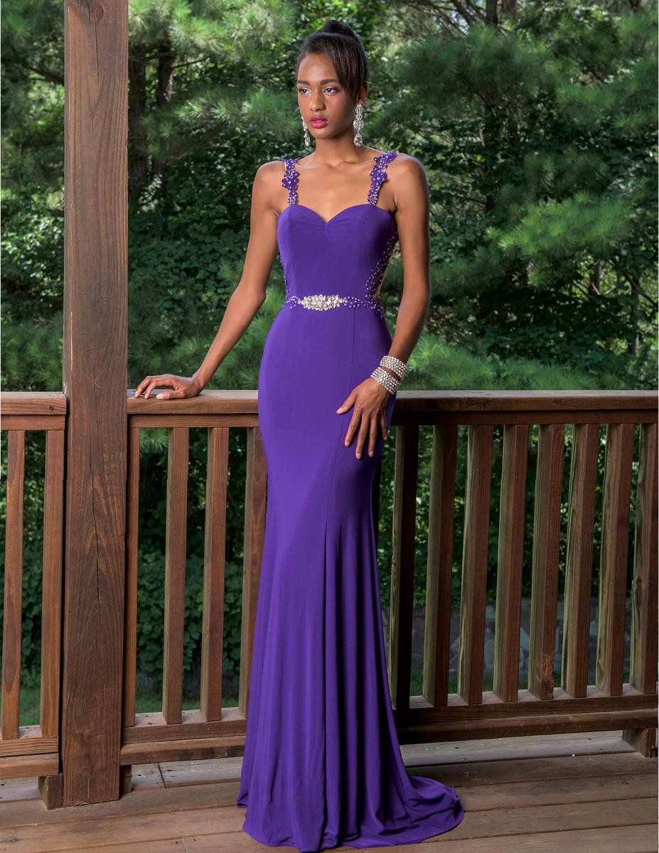 Aqua and Purple Prom Dresses