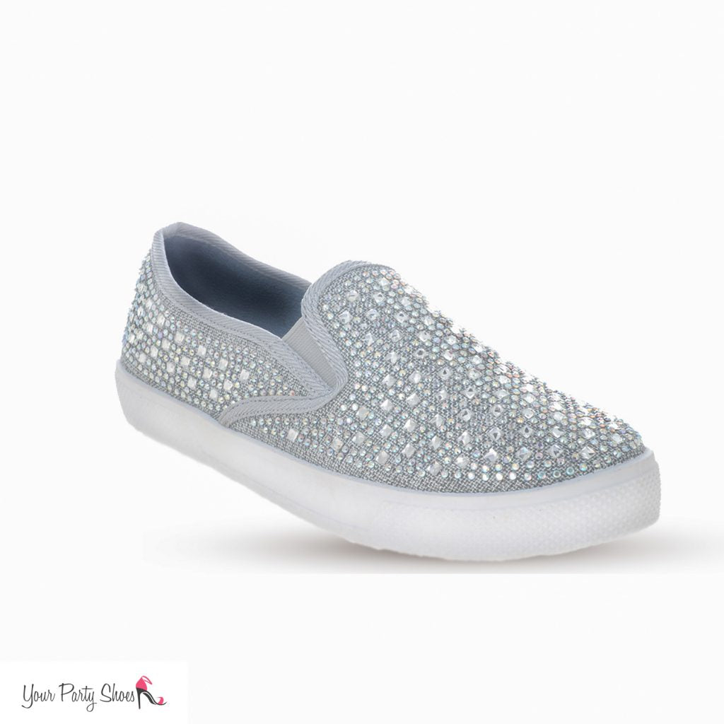 Flat silver prom hot sale shoes