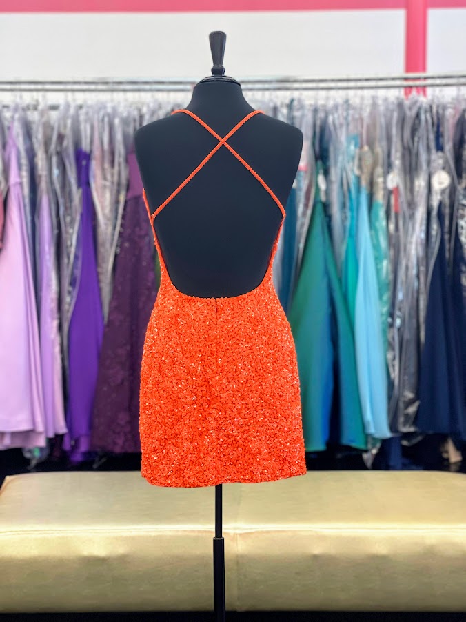 Neon Orange Short Prom Dresses