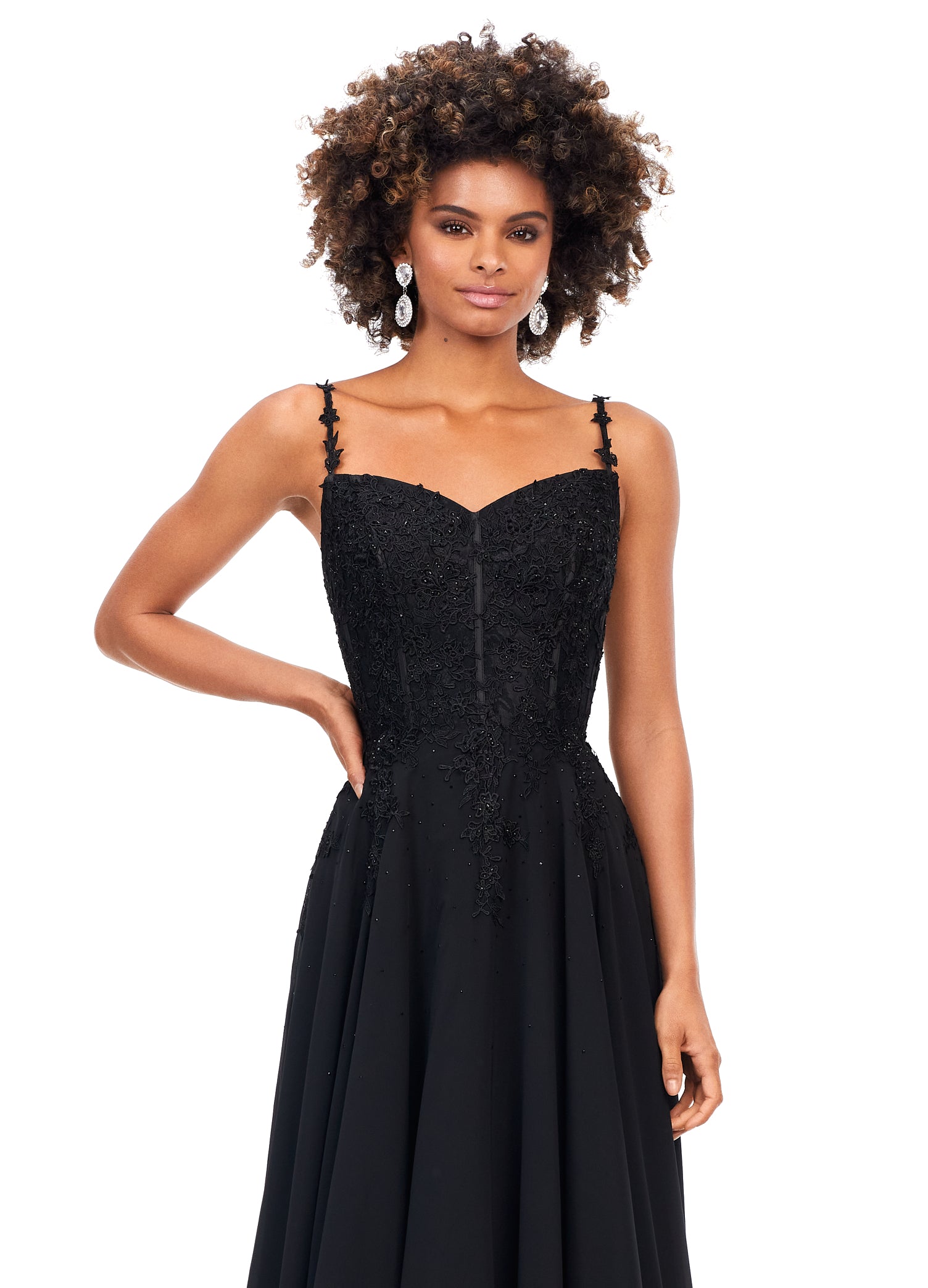 Black chiffon evening outlet dress