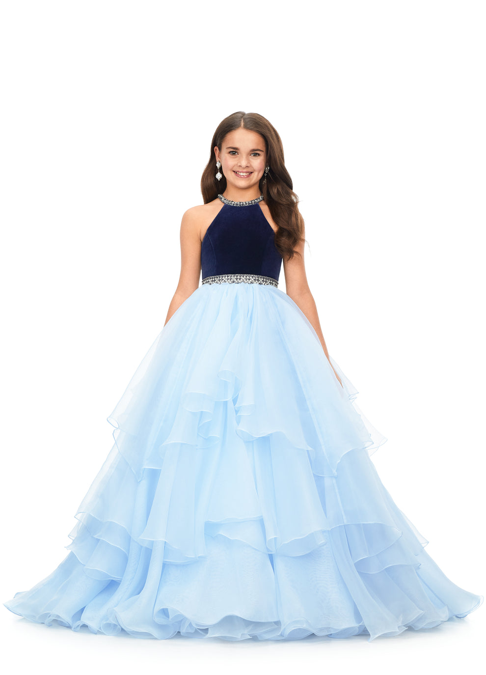 Ashley Lauren Kids 8179 Girls Halter Ball Gown Pageant Dress with Hand ...