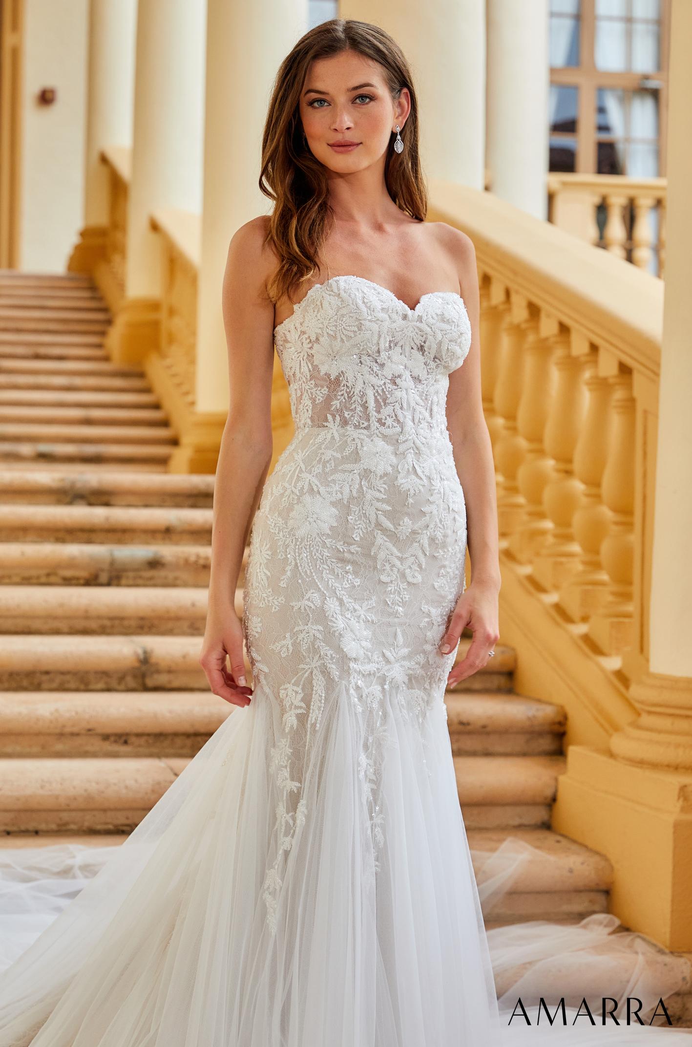 Amarra Bridal Hart 84368 Size 6 Backless Mermaid Wedding Dress Brida –  Glass Slipper Formals