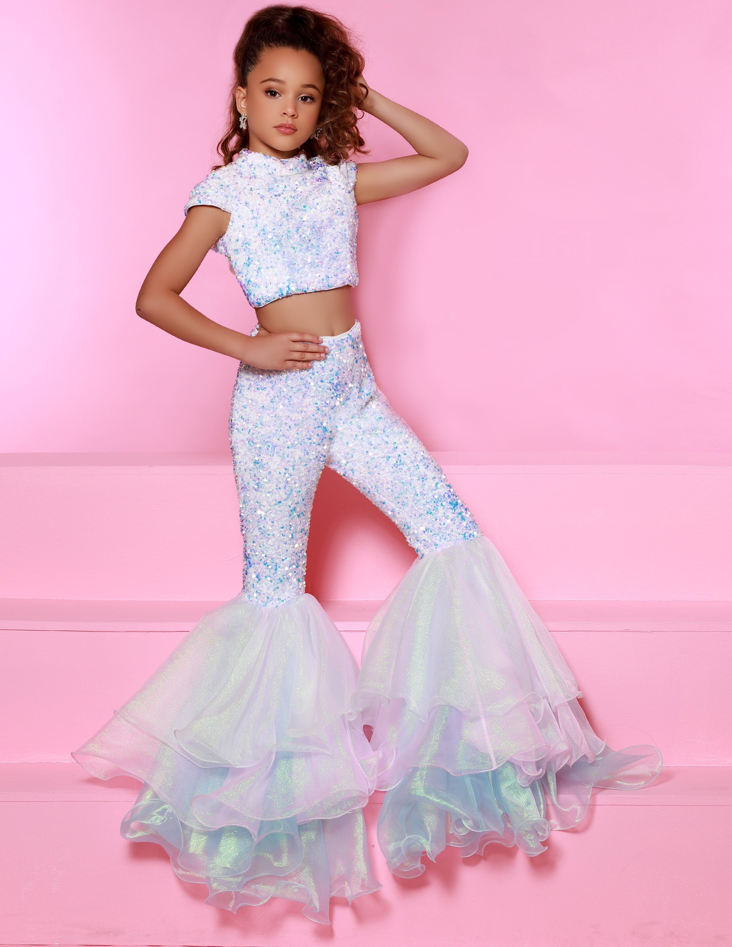 Sugar Kayne C164 Size 8 Unicorn Girls Fun Fashion Jumpsuit Pageant Bell  Bottom Two Piece