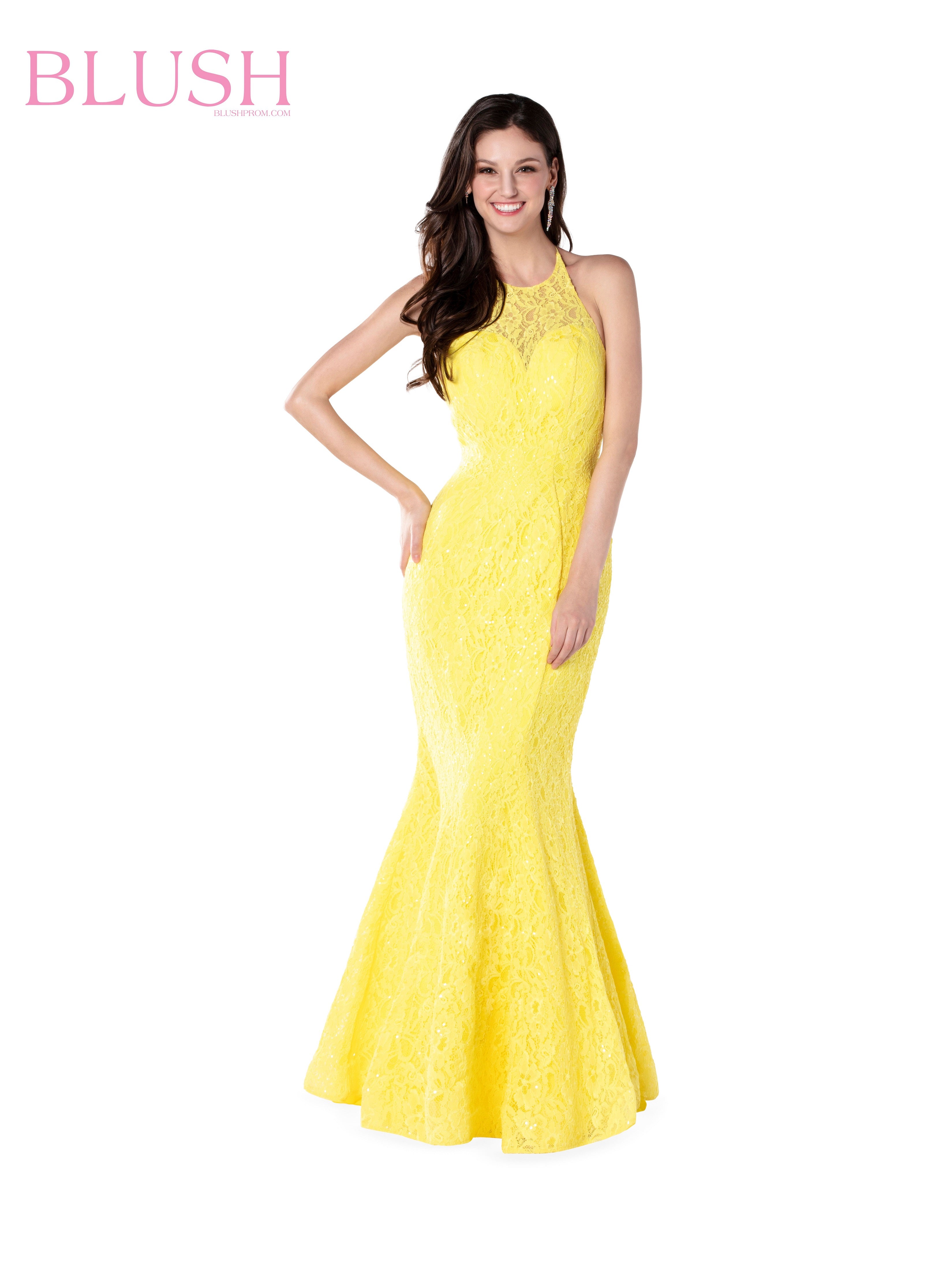 Yellow Halter Prom Dresses