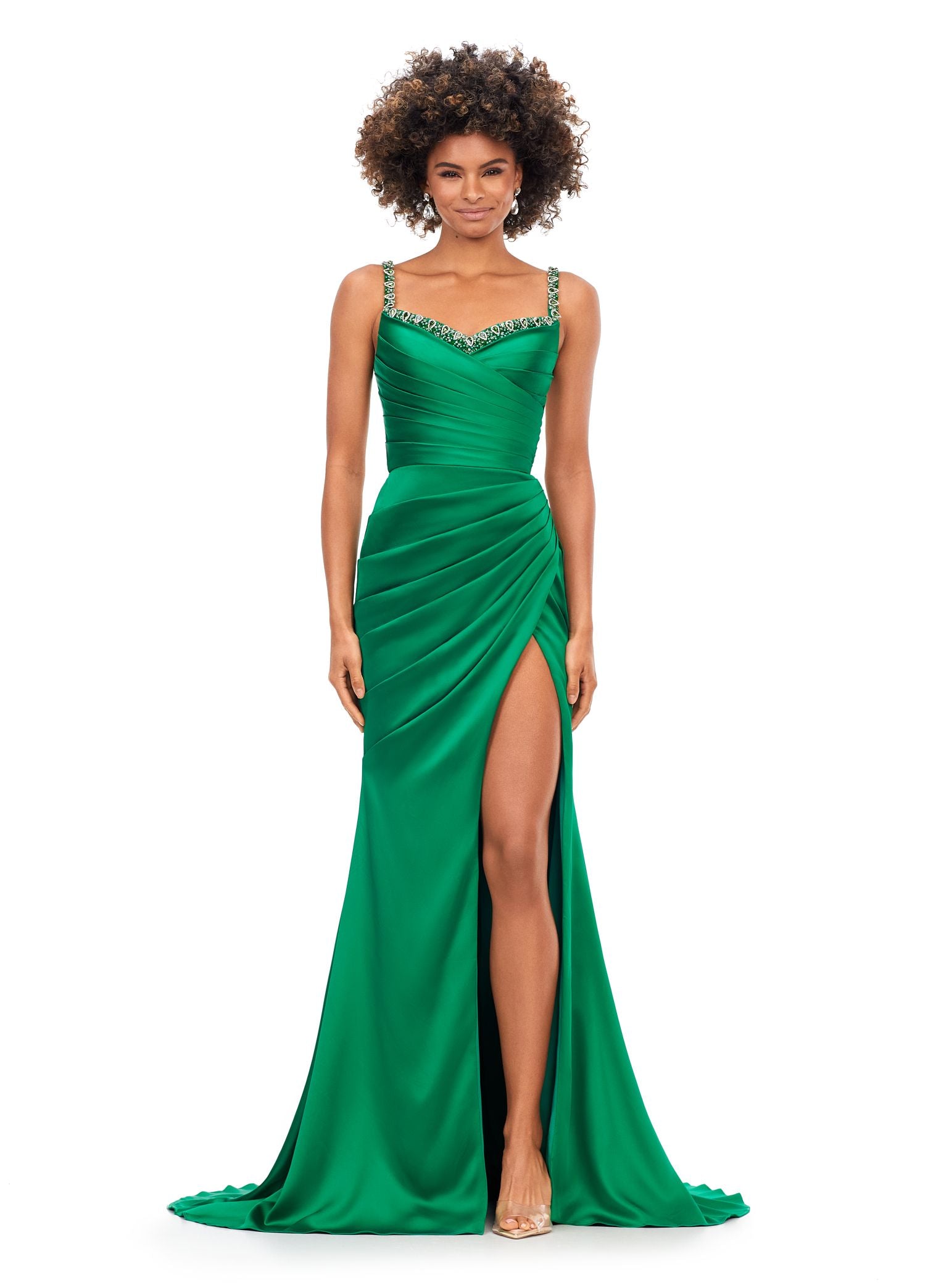 Satin green clearance gown