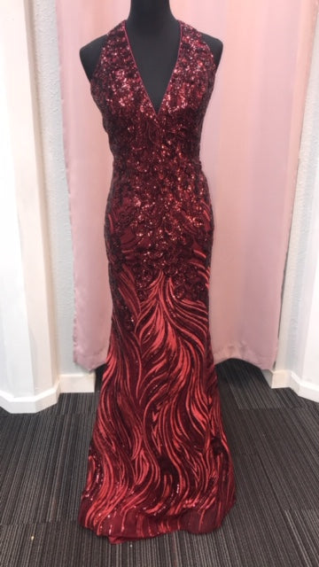 jovani burgundy dress