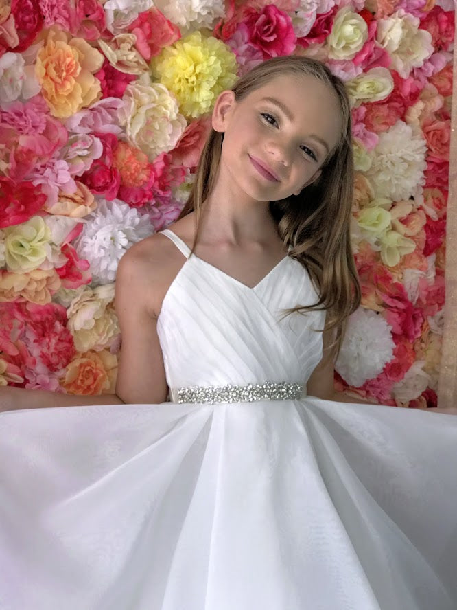 V neck clearance flower girl dress