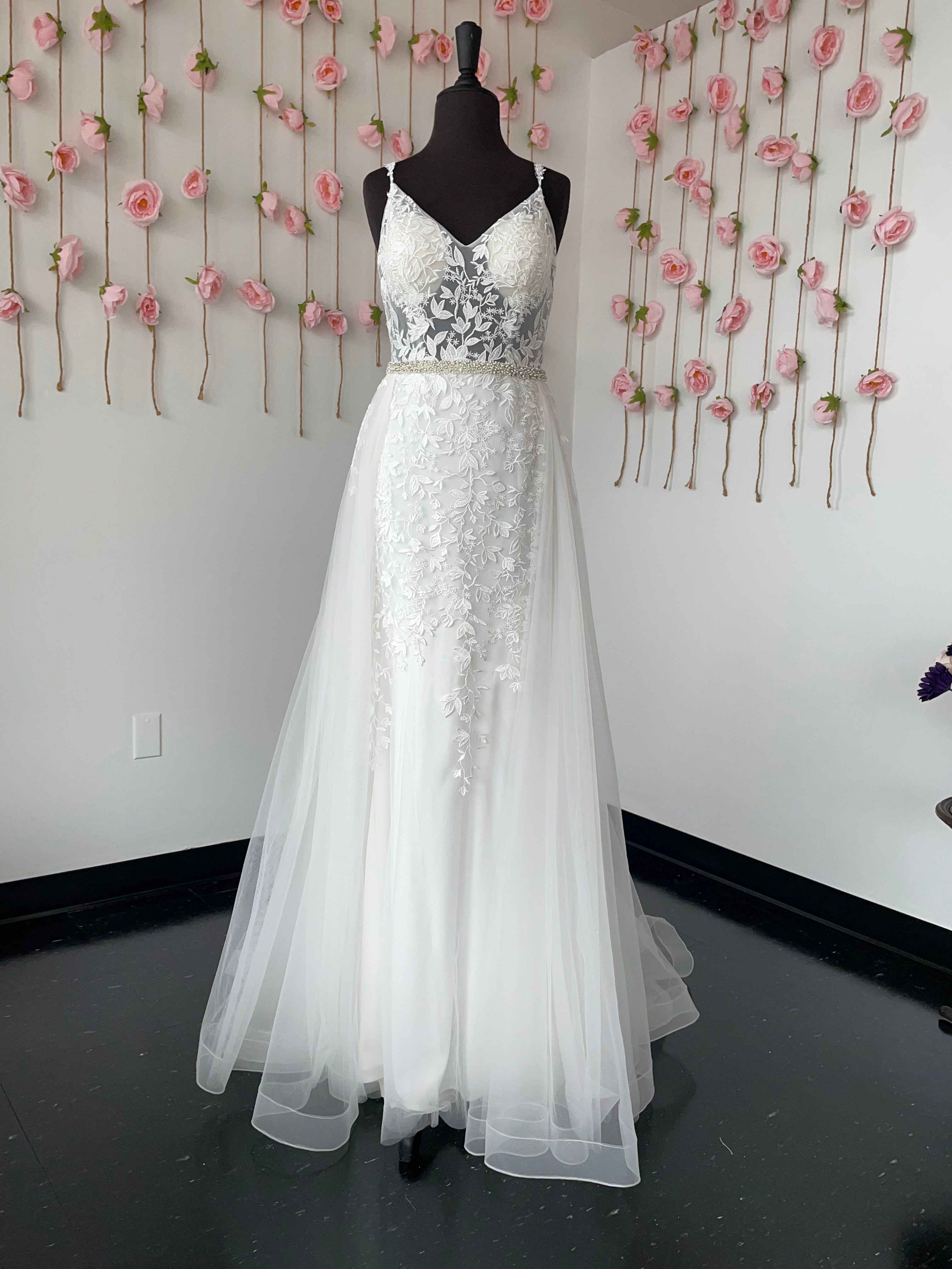 Wedding Dress with Sheer Overlay