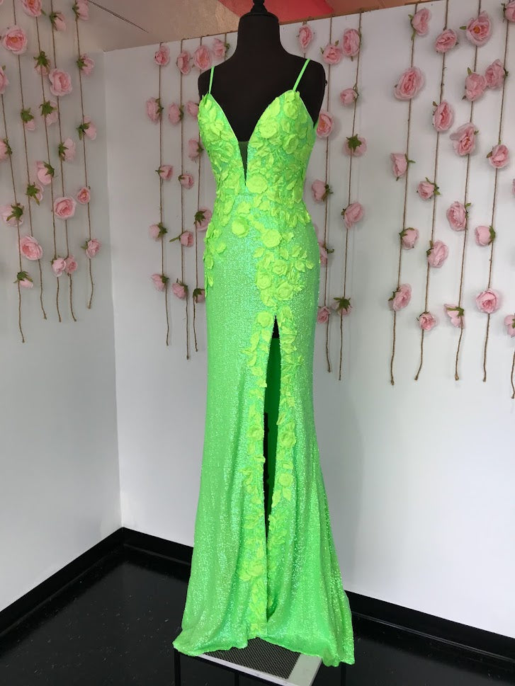 Jovani 1012 Prom Dress Long Sequin Floral Appliques Pageant Gown Slit –  Glass Slipper Formals