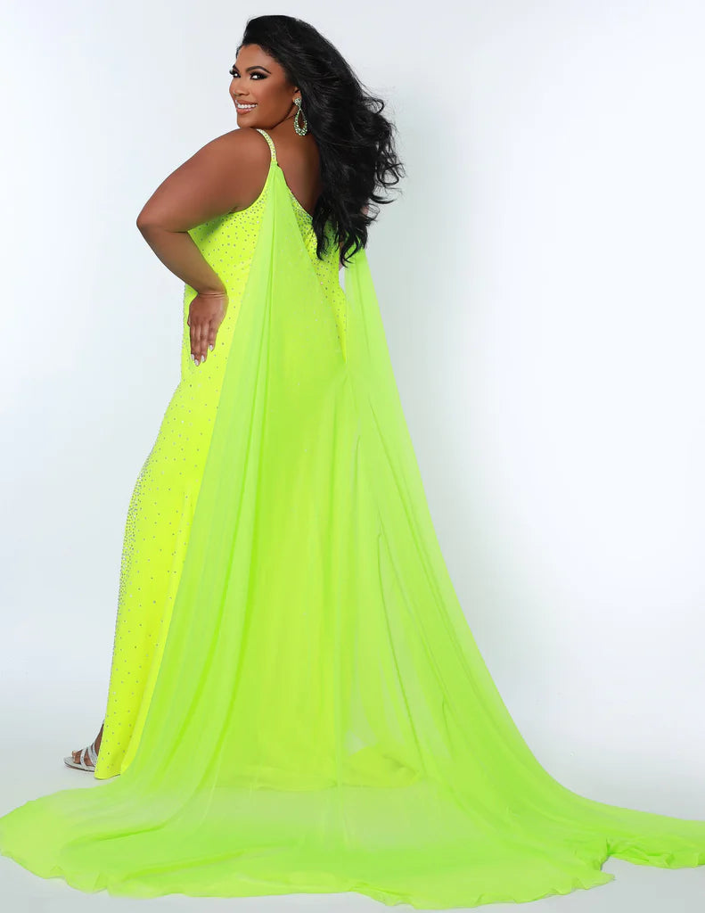 Sydney's Closet Johnathan Kayne JK1204 Chiffon Pageant Formal Cape Accessory Detachable Colors: Aqua, Black, Coral, Green, Light Blue, Neon, Pink, Purple, Red, Royal, White, Yellow One size fits all Long chiffon cape Clear snaps included