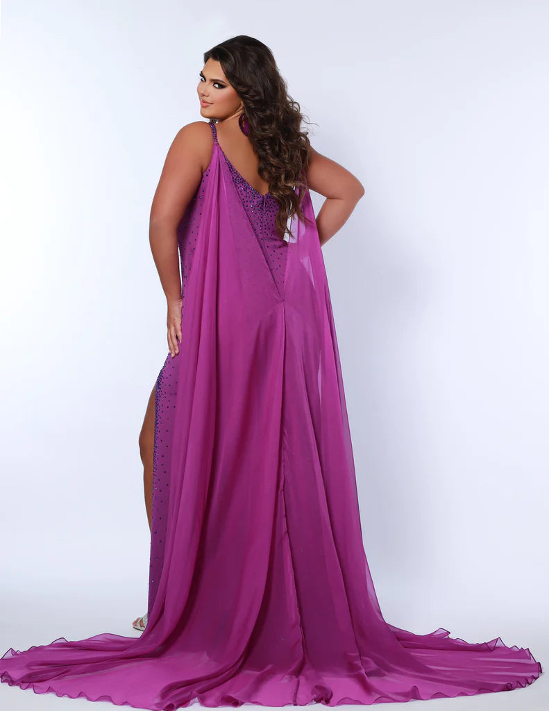 Sydney's Closet Johnathan Kayne JK1204 Chiffon Pageant Formal Cape Accessory Detachable Colors: Aqua, Black, Coral, Green, Light Blue, Neon, Pink, Purple, Red, Royal, White, Yellow One size fits all Long chiffon cape Clear snaps included