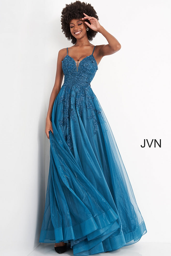 Teal evening outlet gowns with sleeves