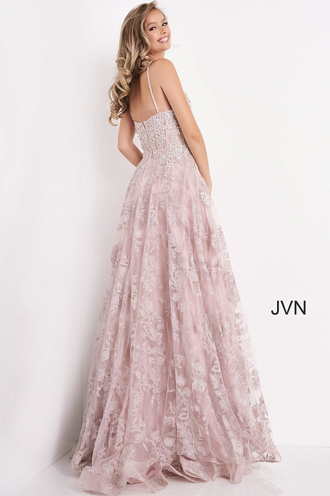 Jovani JVN06474 Long Lace A Line Ballgown Prom Dress Glitter Corset Fo ...