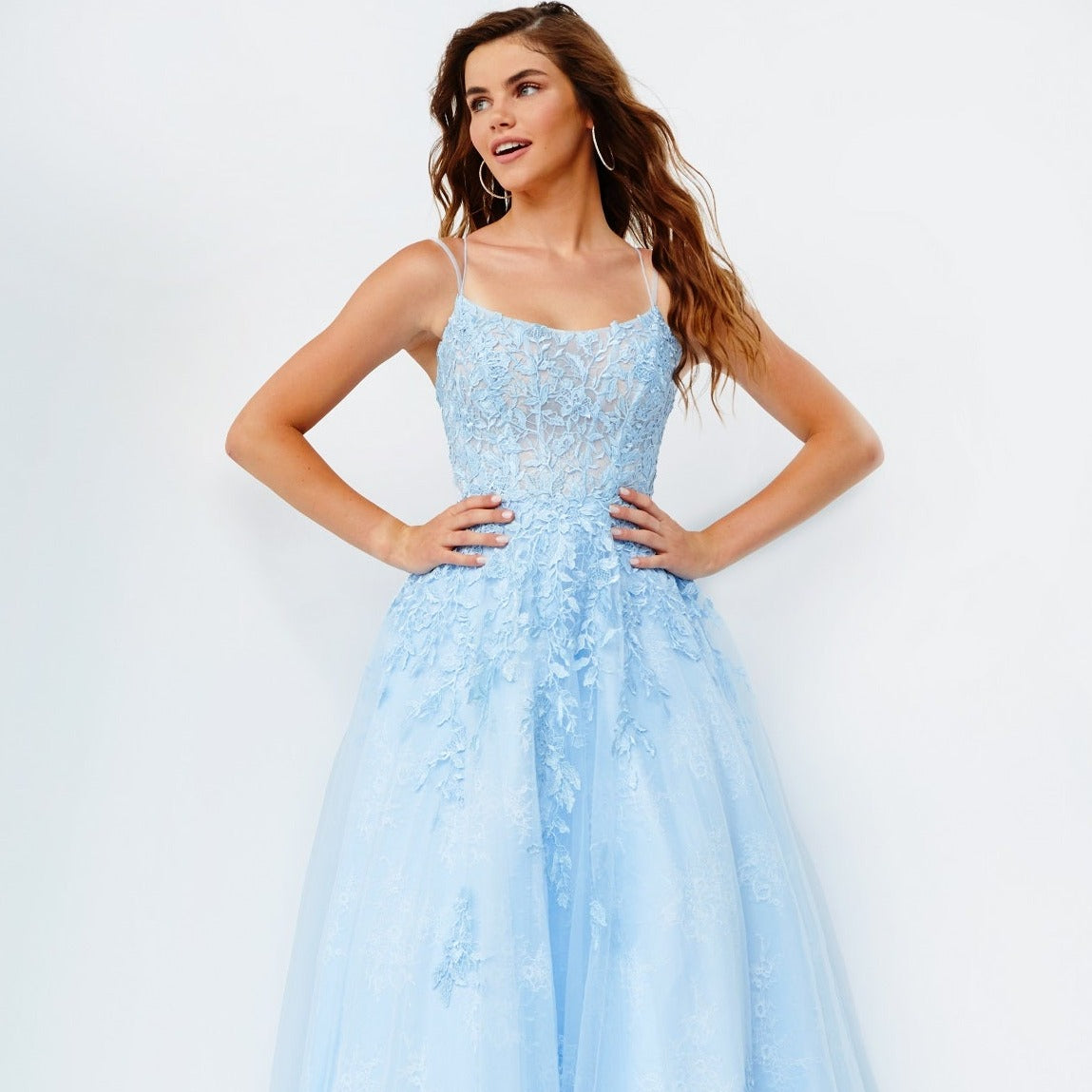 Jovani JVN06644 Long Lace Ballgown Prom Dress Scoop Neckline Corset Sh Glass Slipper Formals