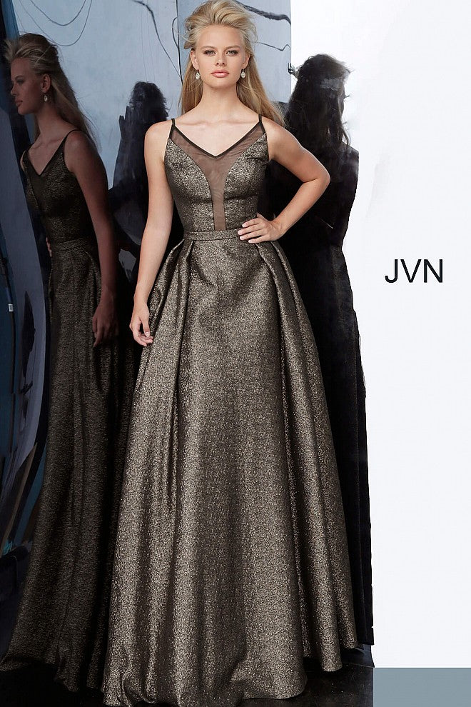 Jovani JVN2549 Size 10 Metallic Gold Pleated BallGown Prom Dress Pocke –  Glass Slipper Formals