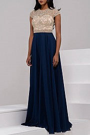 Jovani JVN47897 Size 16 Navy A Line Beaded Formal Dress evening Gown b –  Glass Slipper Formals