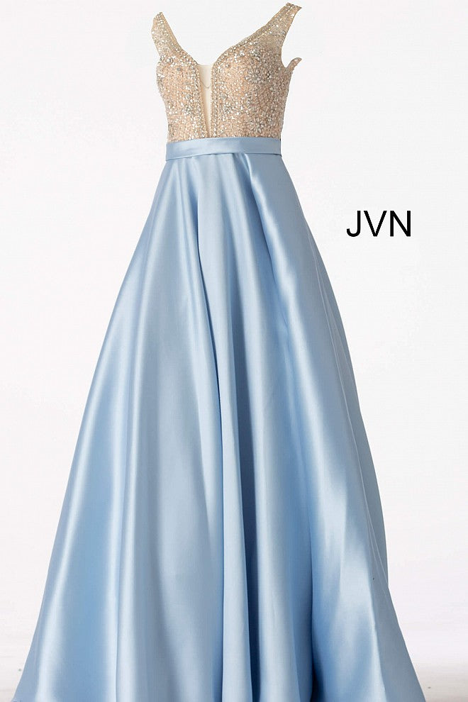 Jovani JVN 60696 V Neck Ballgown A line prom dress Formal Gown Glass Slipper Formals