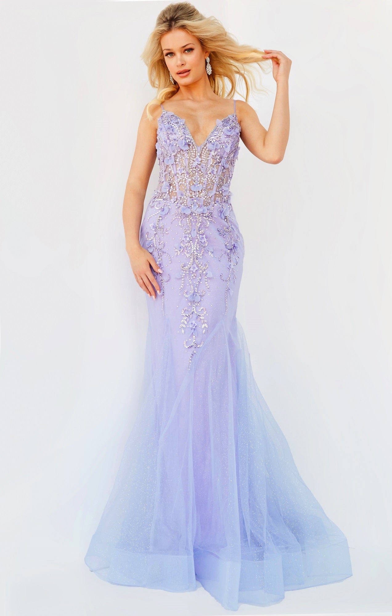 lavender mermaid prom dress