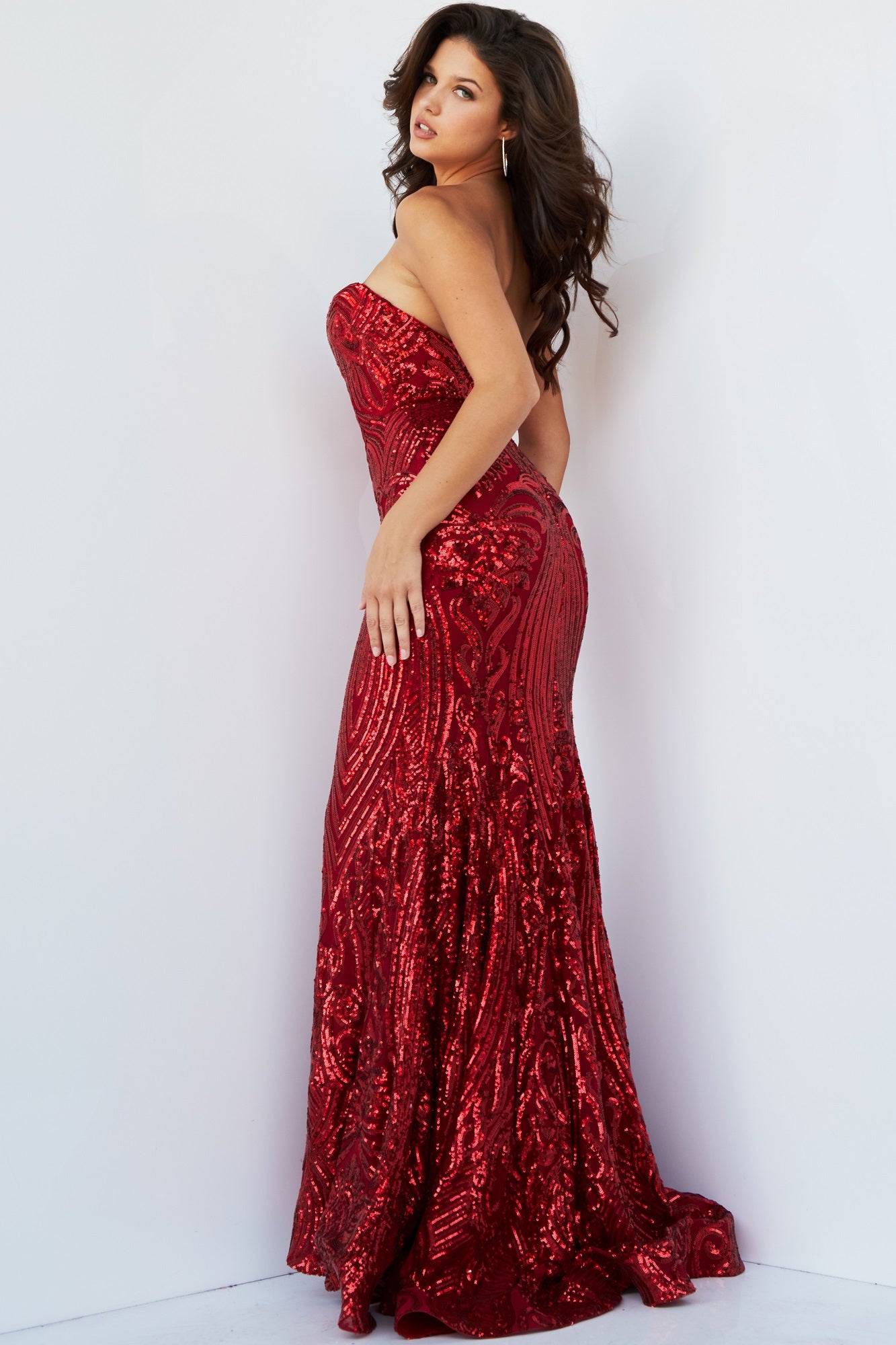 Red Strapless Maxi Dress