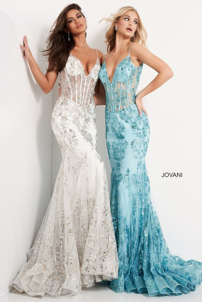 Jovani white hotsell and gold dress