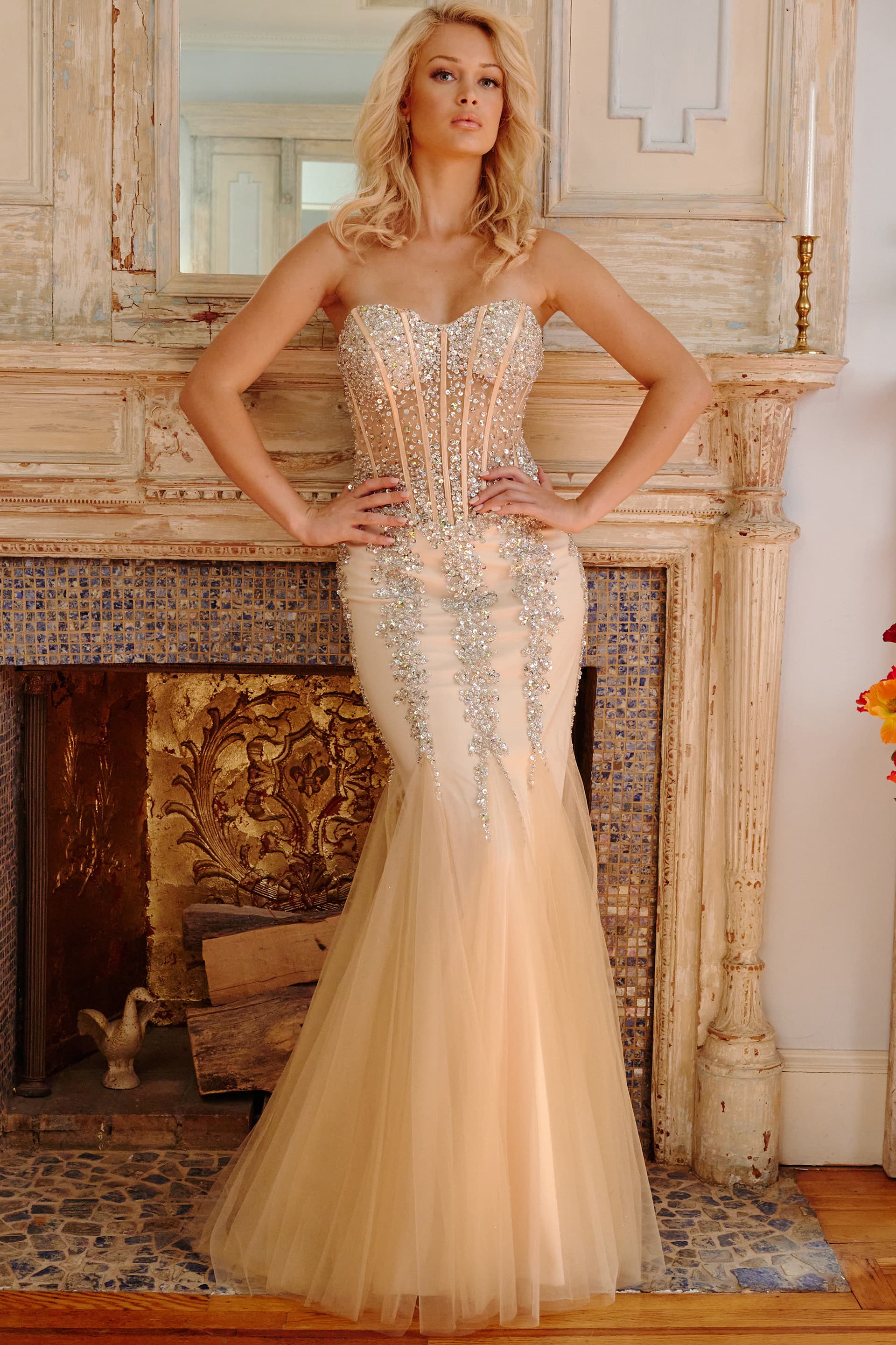 Sensual corset bodice evening gown for that special day.