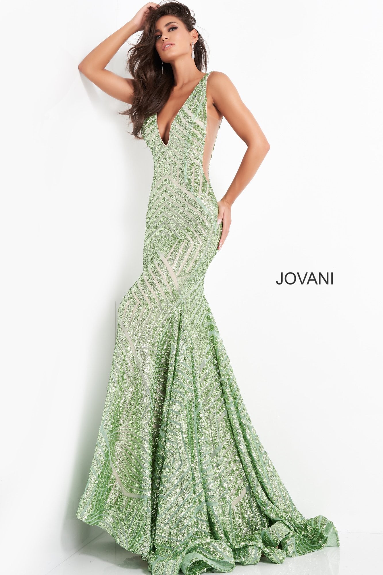 Jovani 59762 Sequin Mermaid prom dress Long Mermaid Pageant Gown Glass Slipper Formals