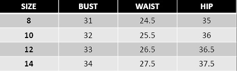 Jovani Size Chart