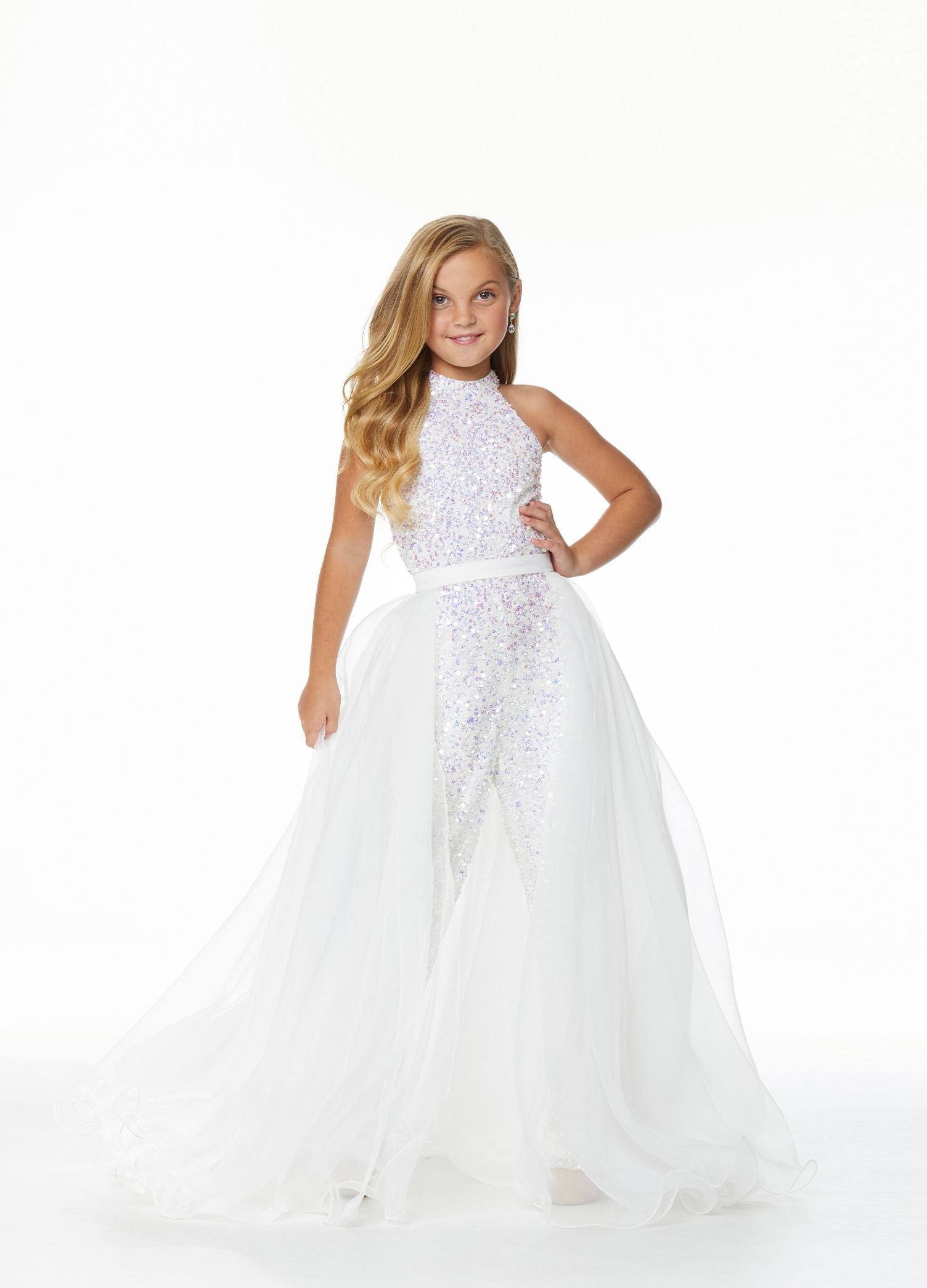 Ashley Lauren Kids 8067 Size 4, 8 LILAC girls Organza Overskirt with Wire  Hem Fun Fashion Pageant Girls