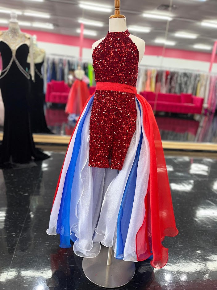 Red white and blue best sale pageant dresses